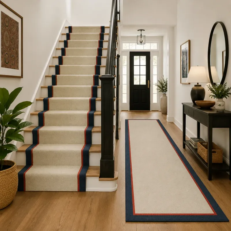 Beige Wool Runner with Wool Borders