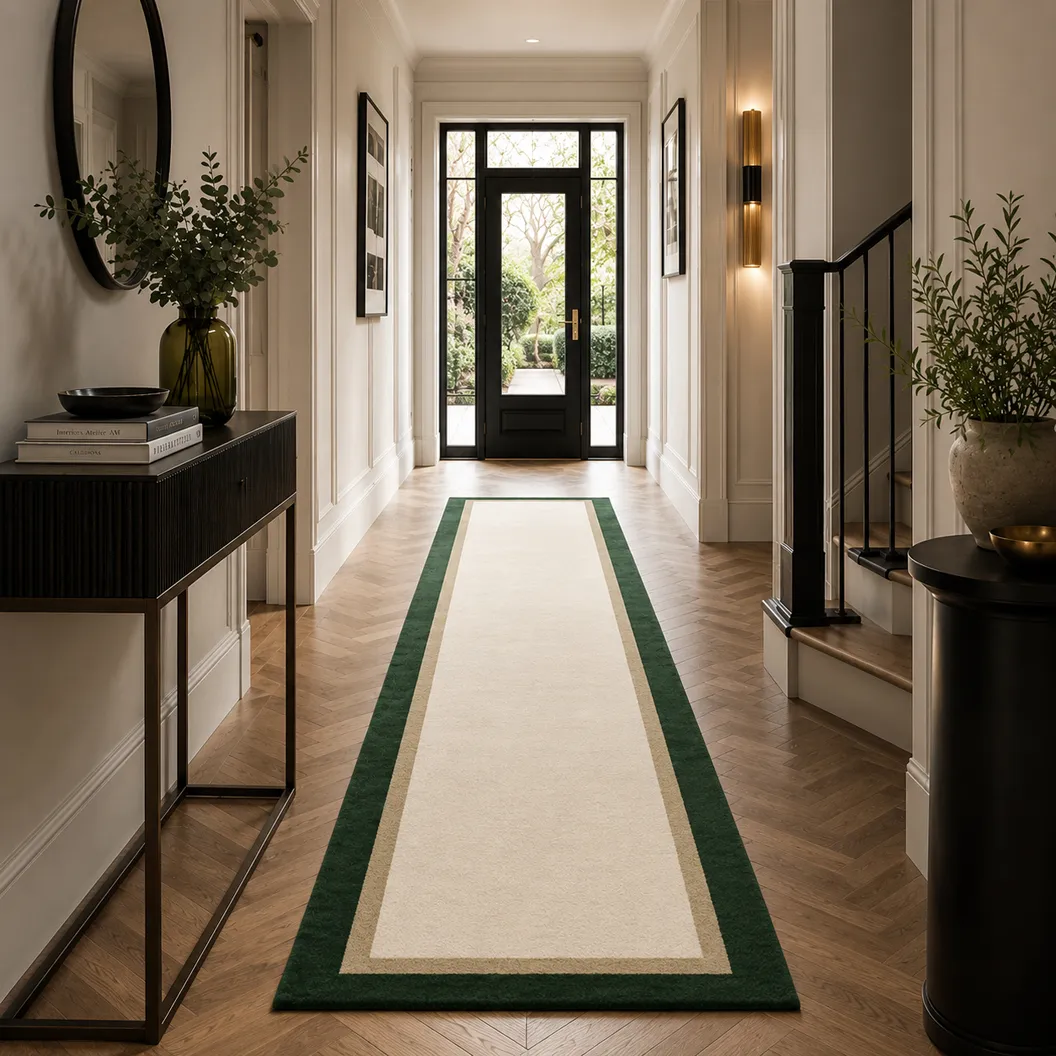 Cream Wool Runner with Wool Borders - Rug Roomset Collection