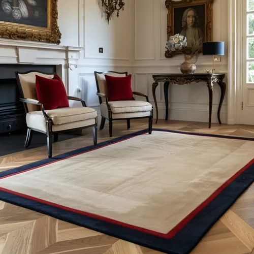 Beige Wool Rug with Wool Borders - Rug Roomset Collection