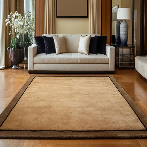 Hint Of Copper Brown Wool Rug with Wool Borders - Rug Roomset Collection