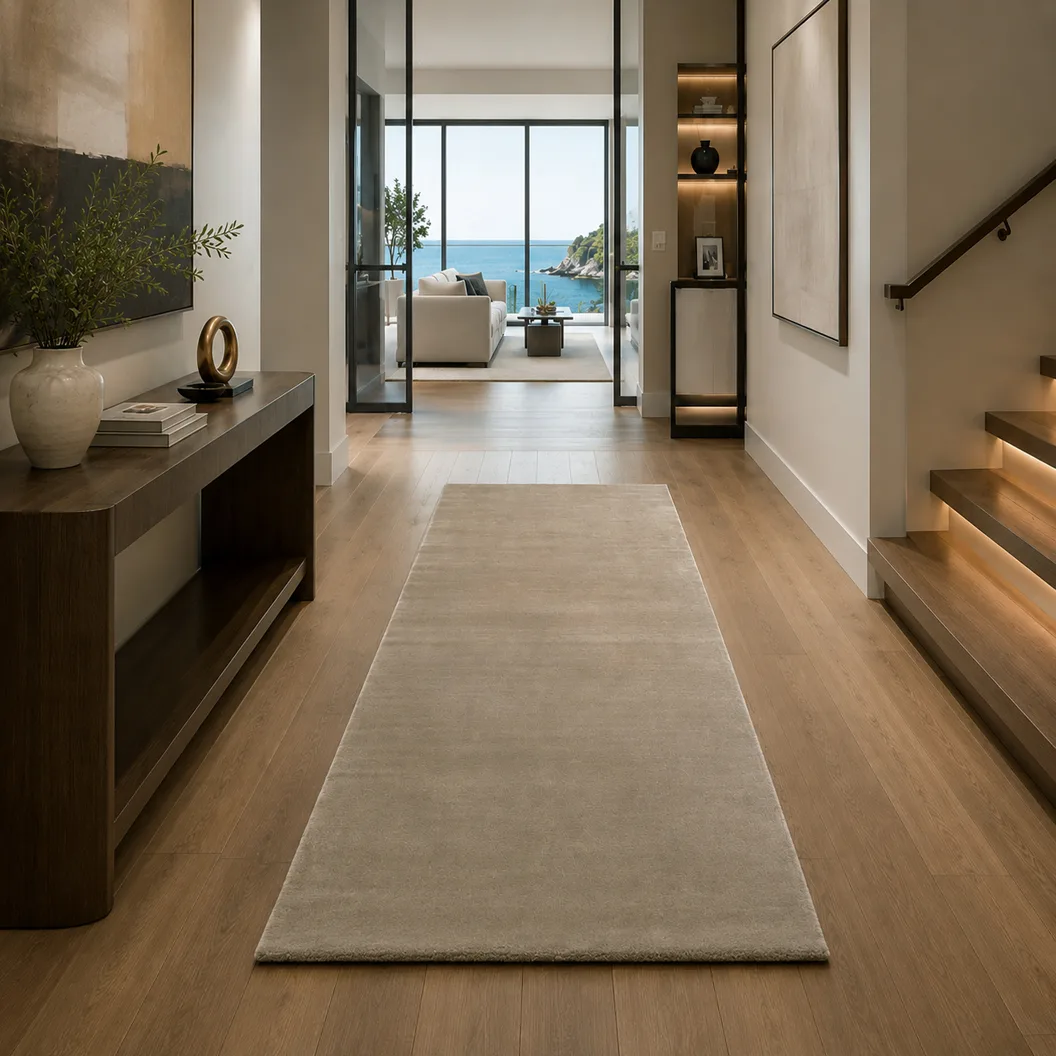 Plain Pale Olive Grey Wool Runner - Rug Roomset Collection Plain Pale Olive Grey Wool Runner - Rug Roomset Collection