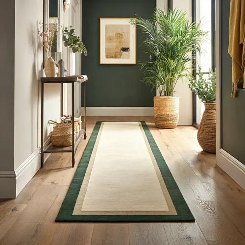 Cream Wool Runner with Wool Borders - Rug Roomset Collection