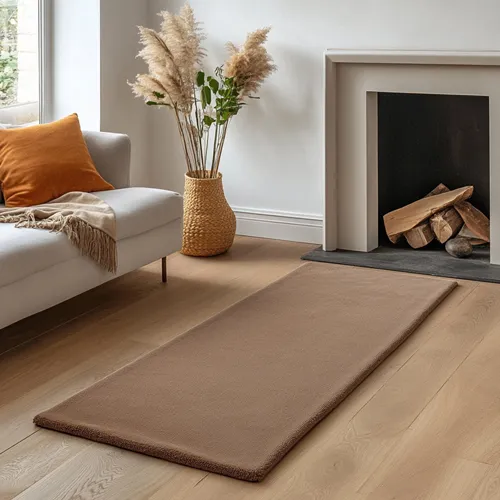 Plain Pale Mouse Brown Wool Runner - Rug Roomset Collection