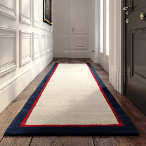 Beige Wool Runner with Wool Borders - Rug Roomset Collection