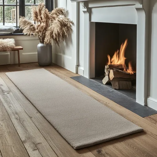 Plain Hint Of Teak Brown Wool Runner - Rug Roomset Collection