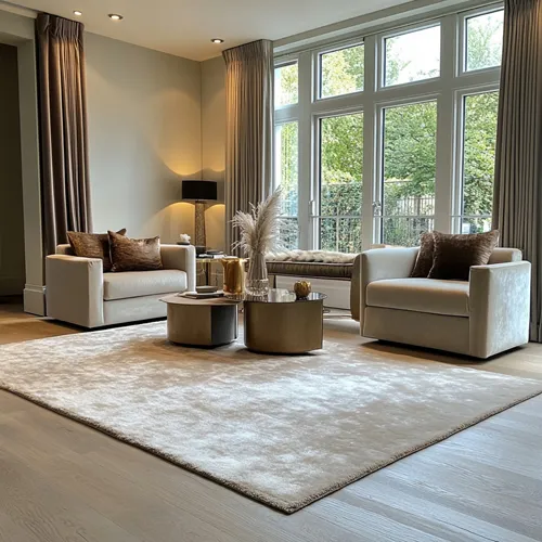 Plain Oyster White Viscose Rug