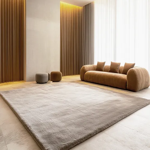 Plain Hint Of Grey Brown Wool Rug