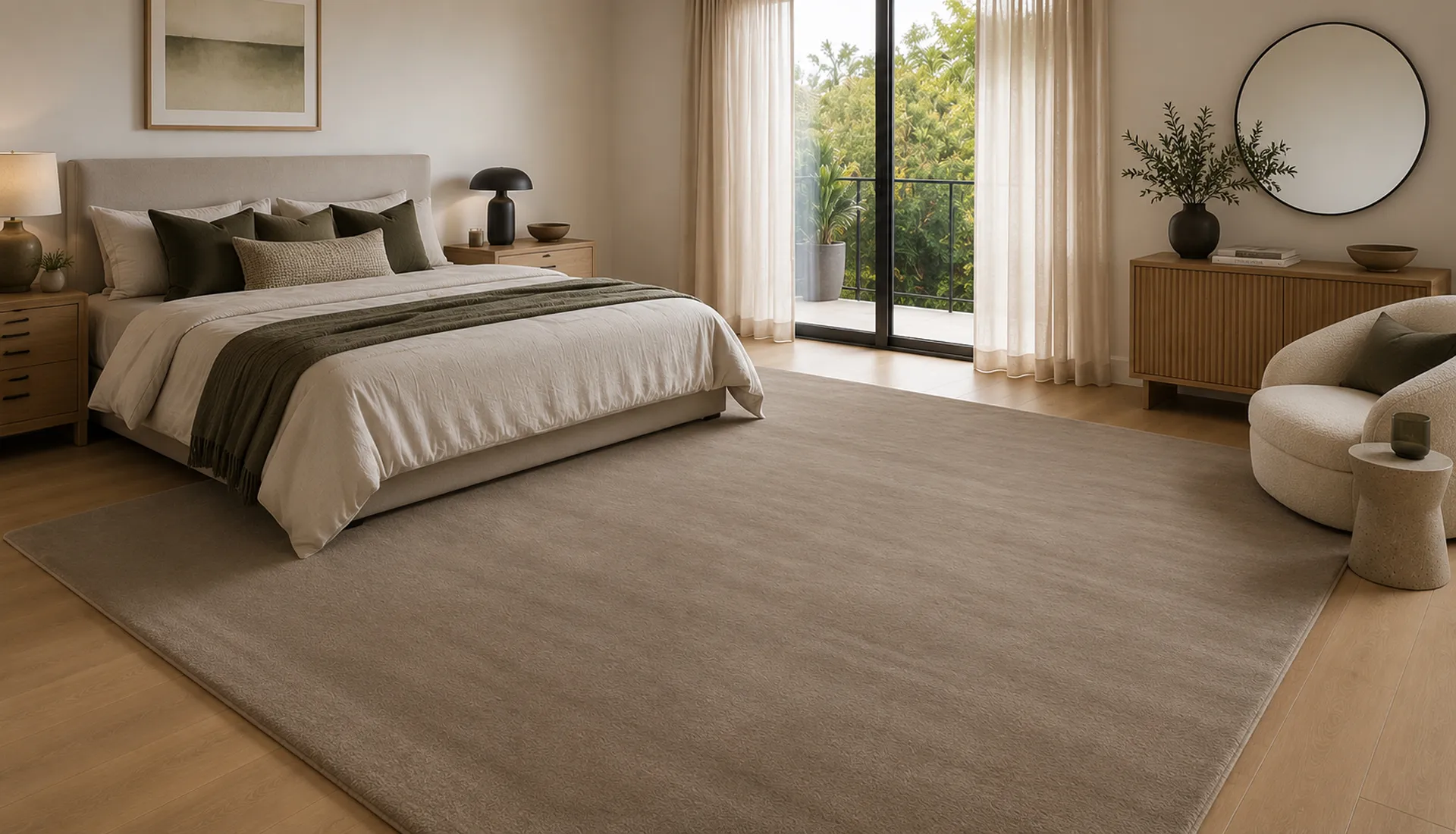 Plain Mouse Brown Wool Rug