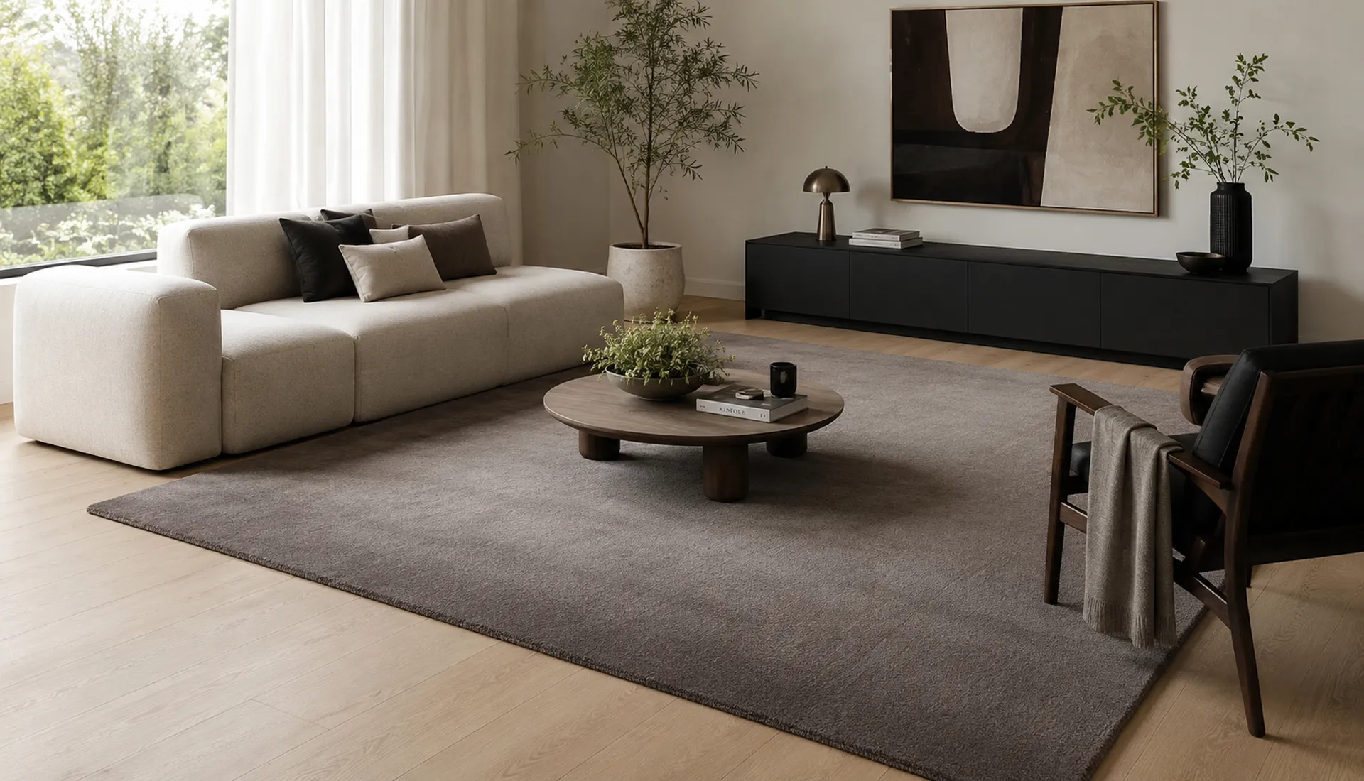 Plain Dusty Grey Wool Rug
