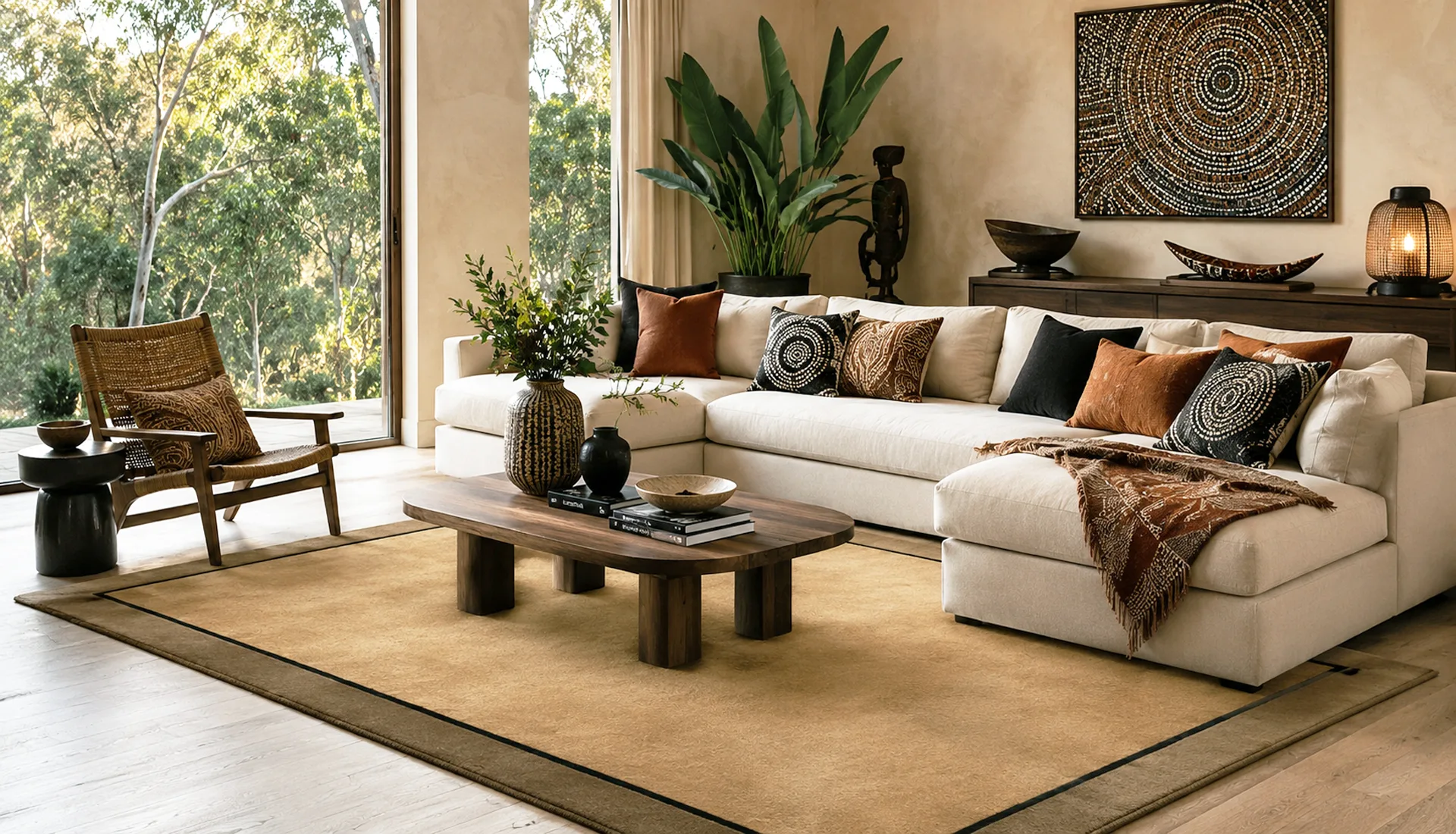 Hint Of Copper Brown Wool Rug with Wool Borders