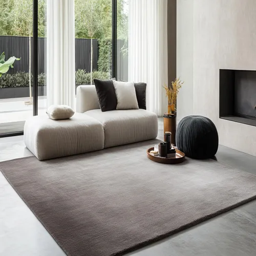 Plain Grey Aluminium Wool Rug