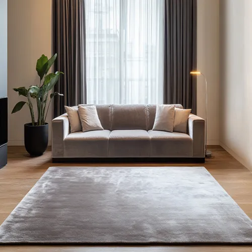 Plain Agate Grey Viscose Rug