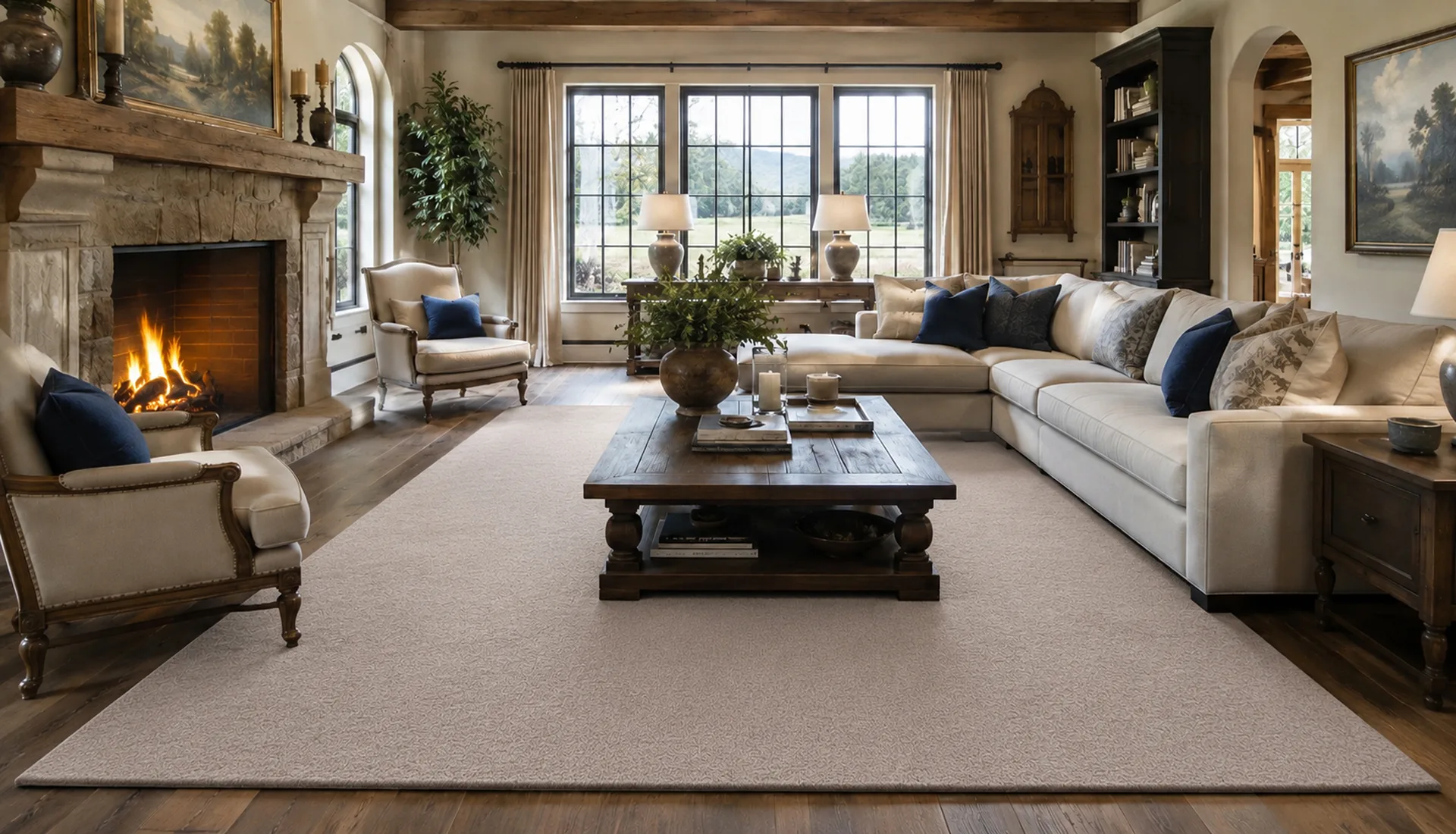 Plain Mouse White Wool Rug