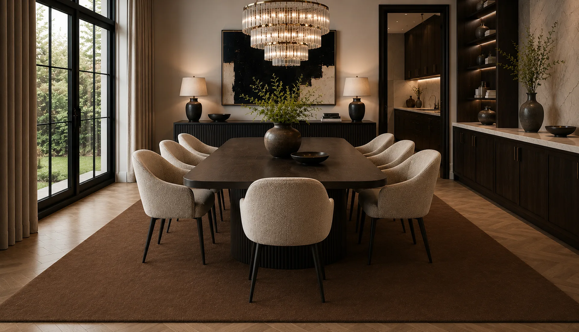 Plain Copper Brown Wool Rug