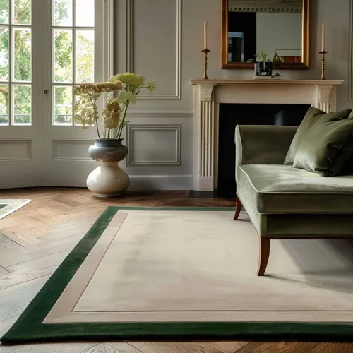 Oyster White Wool Rug with Wool Borders