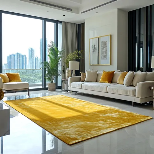 Plain Broom Yellow Viscose Rug