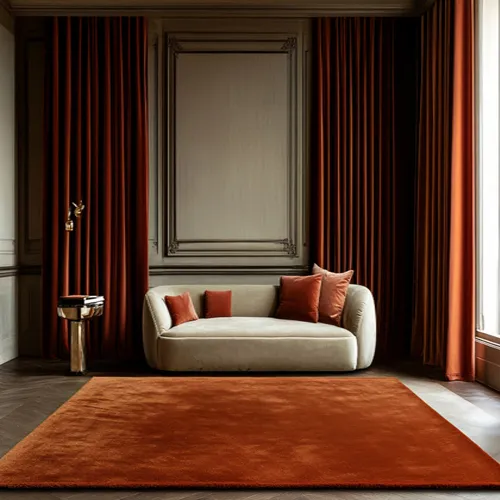 Plain Vermilion Viscose Rug