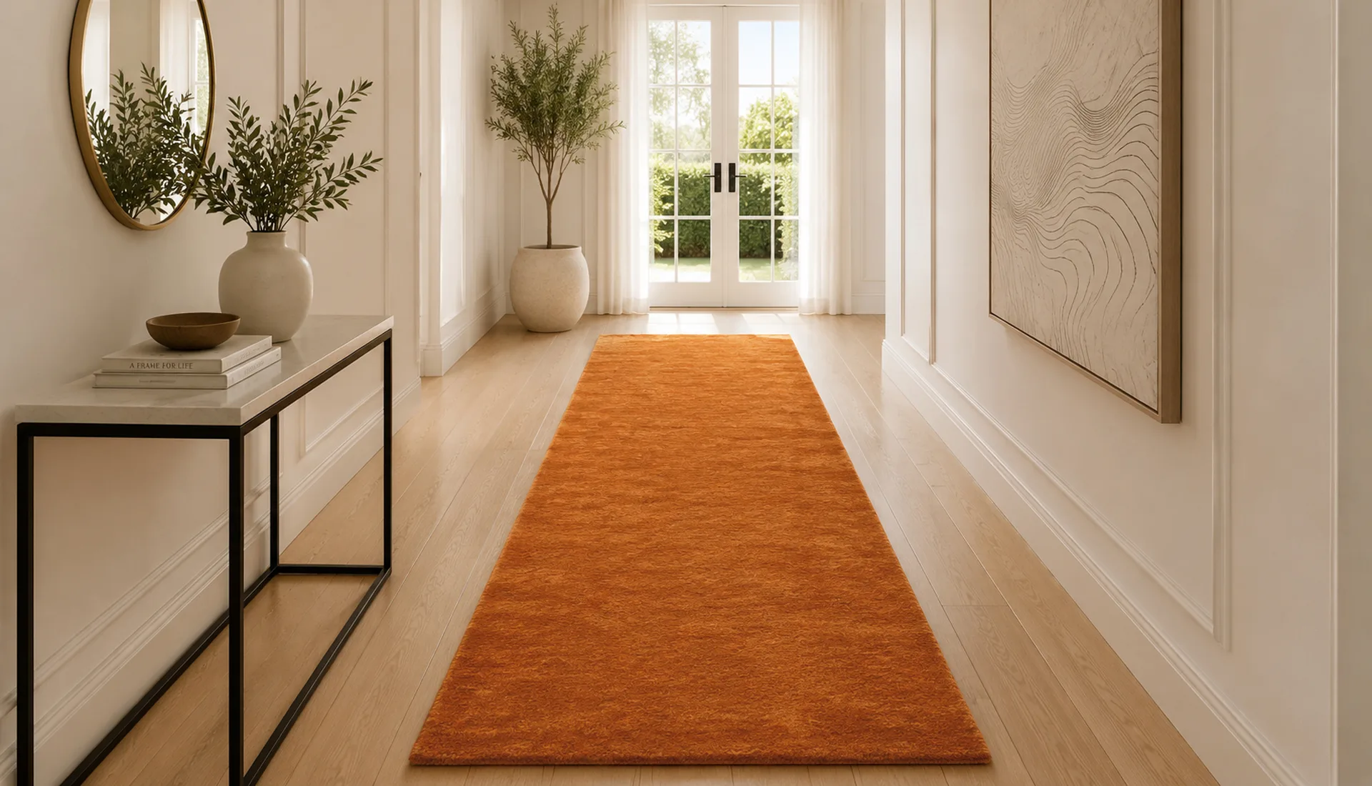 Plain Traffic Orange Art Silk Runner
