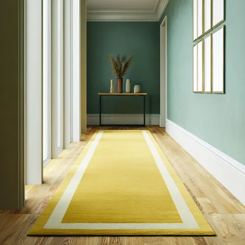 Lemon Yellow Wool Runner with Traffic White Inset Border