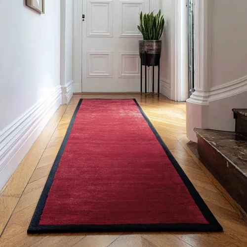 Signal Red Wool Runner with Jet Black Border
